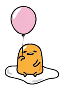 happy egg holding pink balloon